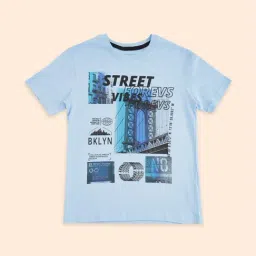 Pantaloons Junior Blue Cotton Printed T-Shirt-image-83