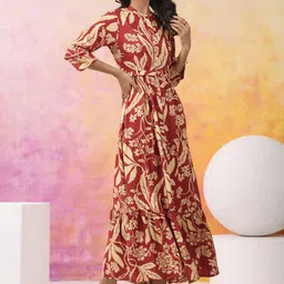 JISORA Women Printed Russian Silk Dress image 3