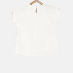 MINI KLUB Girls White Printed High-Low Pure Cotton Top image 3