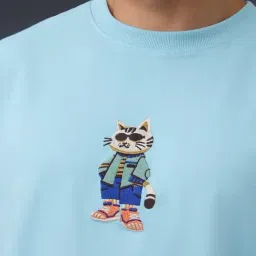 The Souled Store Pets On Prints: Cool Cat Oversized T-Shirts image 4