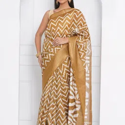LABEL KASHI Geometric Printed Zari Saree-image-51
