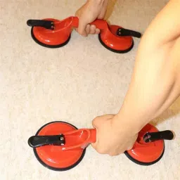 A&S TOOLSHOP Double Suction Glass Lifter Aluminium & Rubber 15 cm Diameter Red & Black, AS-26 (Pack of 2) image 2