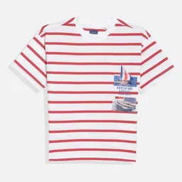 Allen Solly Junior Boys Striped Round Neck Cotton T-shirt-image-71