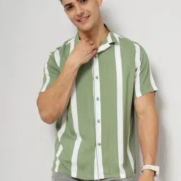 celio celio* Green Regular Fit Striped Shirt-picture-15