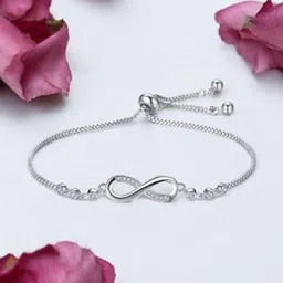 DressBerry Women Cubic Zirconia Silver-Plated Charm Bracelet image 3