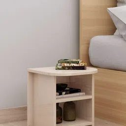 Crystal Furnitech Cream-Colored Textured Wooden Rectangle Bedside Table-picture-26