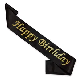 Wobbox Happy Birthday Sash Birthday Girl Sash Birthday Decoration Items Black -Pack Of 1-image-2
