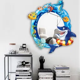 Jaamso Royals Round Cartoon Fish splash Water PVC Form With Acrylic Mirror Sticker-image-68
