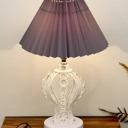 Homesake Modern Round Small Crystal Table Lamp,Contemporary Bedroom Bedside Nightstand Lamp,Desk Globe Lamp for Living Room Girls Kids Room, Strippy Vase , Grey Pleated-image-31
