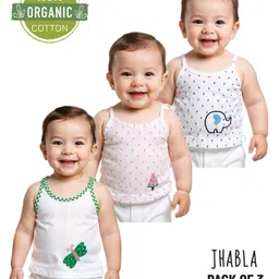 COCOON ORGANICS 100% Organic Cotton Woven Pack Of 3 Sleeveless Baby Elephant & Butterfly Embroidered Ultra Light Jhablas - Green Blue & Pink-picture-15
