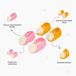 LITTLE GINNIE Infants Set Of 2 Flower Booties image 4