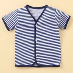 Ohms Single Jersey Knit Half Sleeves  Night Suits Striped & Light House Print Pack Of 2 - Red & Navy Blue image 2