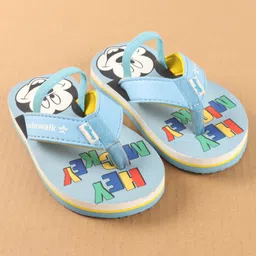 Cute Walk by Babyhug Disney Flip Flops with Back Strap Mickey Mouse Print - Blue image 2