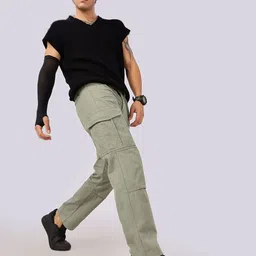 NEVER NEUD Men Bulky Relaxed Fit Cargo Cotton Elastic Waist with Drawstring image 4