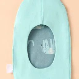 OHMS Single Jersey Knit Reversible Monkey Cap With Elephant Print - Aqua Blue & Grey image 2