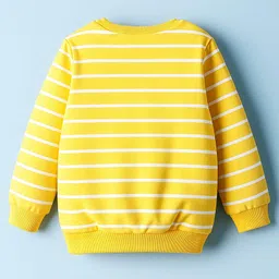 Babyhug Cotton Knit Full Sleeves Striped Sweatshirts with Mountain Graphic Pack of 2 - Yellow & Green image 3