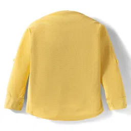 Rikidoos Full Sleeves Textured Shirt & Pant With Suspender & Bow Set - Yellow & Navy Blue image 3