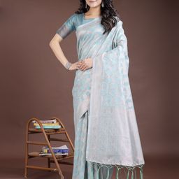 LeeliPeeri Designer Woven Design Zari Linen Blend Saree-picture-39