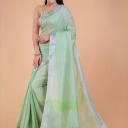 NEGRONI Zari Woven Border Saree With Unstithced Blouse Piece image 2