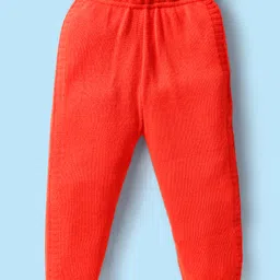 Babyhug Full Sleeves Hooded Front Open Sweater Set With Smiley & Stripe Design - White & Orange image 4