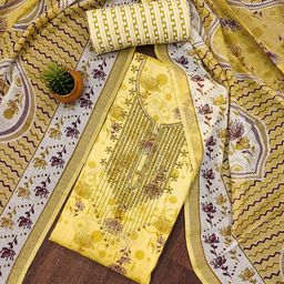 SHADOW & SAINING Printed Pure Cotton Unstitched Dress Material-picture-1
