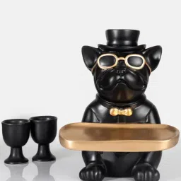 Smokey Cocktail Black Resin Abstract Bulldog Tray Sculpture image 3