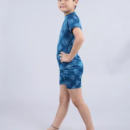 Kiddopanti Kids Blue Printed Swimsuit image 3