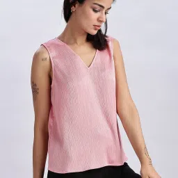 CALVIN KLEIN JEANS Regular Fit Polyester V-Neck Top image 3