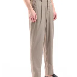 Rare Rabbit Beige Relaxed Fit Solid Trousers image 3