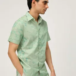 Andamen Green Cotton Regular Fit Printed Shirt image 3
