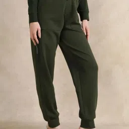 RAREISM Olive Cotton Blend Solid Trackpants image 3