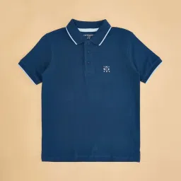 Pantaloons Junior Kids Sailor Blue Cotton Regular Fit Polo T-Shirt image 3