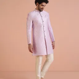 KISAH Lavender Jacquard Regular Fit Geometric Suit Set image 3