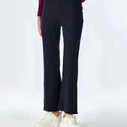 Cover Story Black Relaxed Fit Mid Rise Trousers-image-53