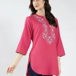 Monte Carlo Pink Viscose Embroidered Kurti image 3