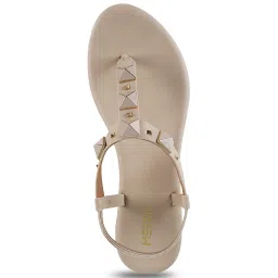 Metro Women's Beige T-Strap Wedges image 3