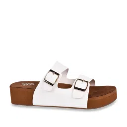 The White Pole Women's White Casual Wedges image 3