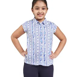 Global Desi Girl Blue Printed Shirt-image-63