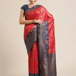 Banarasi Silk Works Red Woven Saree with Blouse-picture-24