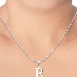 Taraash 92.5 Sterling Silver Alphabet 'R' Unisex Pendant without Chain-picture-24
