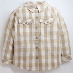 Cherry Crumble By Nitt Hyman Kids Beige Cotton Chequered Full Sleeves Shirt-picture-18
