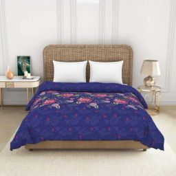 Spaces Adonia Blue & Pink Cotton 144 TC Double Quilt-picture-27