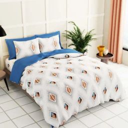 Bianca La Vogue Geometric White & Black 152 TC Fabric Double Bedsheet with 2 Pillow Covers-picture-28