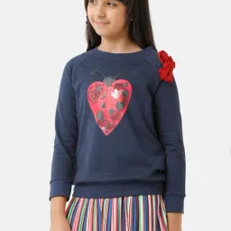 Under Fourteen Only Kids Navy & Red Printed Full Sleeves Sweatshirt-image-4
