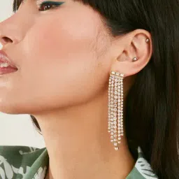 Accessorize London Crystal Cupchain Tassel Long Dangler Earrings-image-64