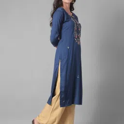 Dollar Missy Blue Embroidered Straight Kurta image 3