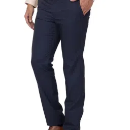 Raymond Blue Slim Fit Texture Trousers image 3
