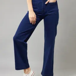 DOLCE CRUDO Navy Flared Fit High Rise Jeans-picture-27