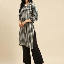 Rangita Turquoise & Off-White Floral Print Straight Kurta - Pack OF 2 image 3