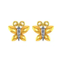 p.c. chandra jewellers BIS Hallmarked 14k Yellow Gold Butterfly-shaped Stud Earrings with Stone Detailing for Women & Girls-picture-34